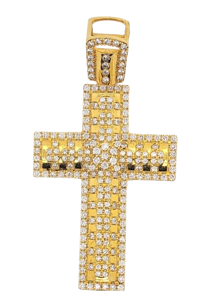 10K 1.66-1.81CT D-PENDANT MEN RDS DARK "CROSS" (BEST DEAL BEST VALUE)