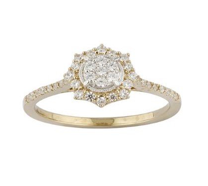 14K 0.34CT D-RING LDS RDS MICRO PRONG