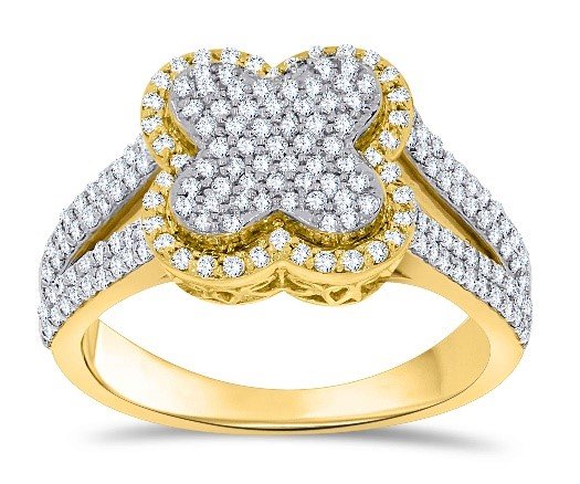 10K 0.62CT D-RING LADIES RDS "FOUR LEAF FLOWER"
