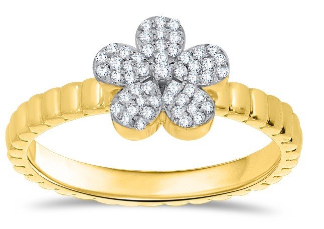 10K 0.14CT D-RING LADIES RDS "FLOWER"