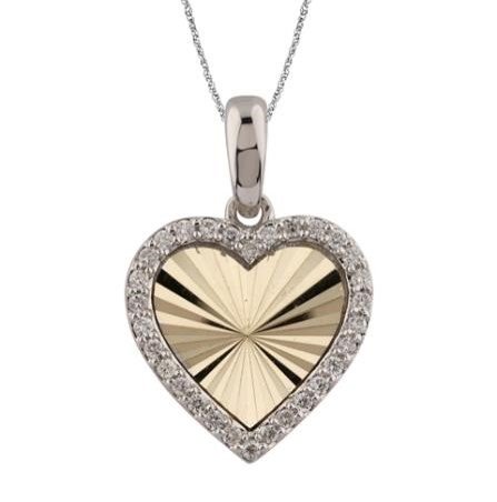 10K 0.15CT D-PENDANT RDS "HEART" WITH YELLOW PLATE