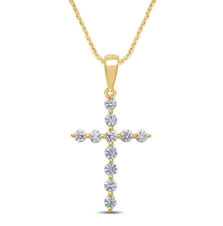 10K 0.98-1.09CT D-PENDANT MENS RDS "CROSS" DARK