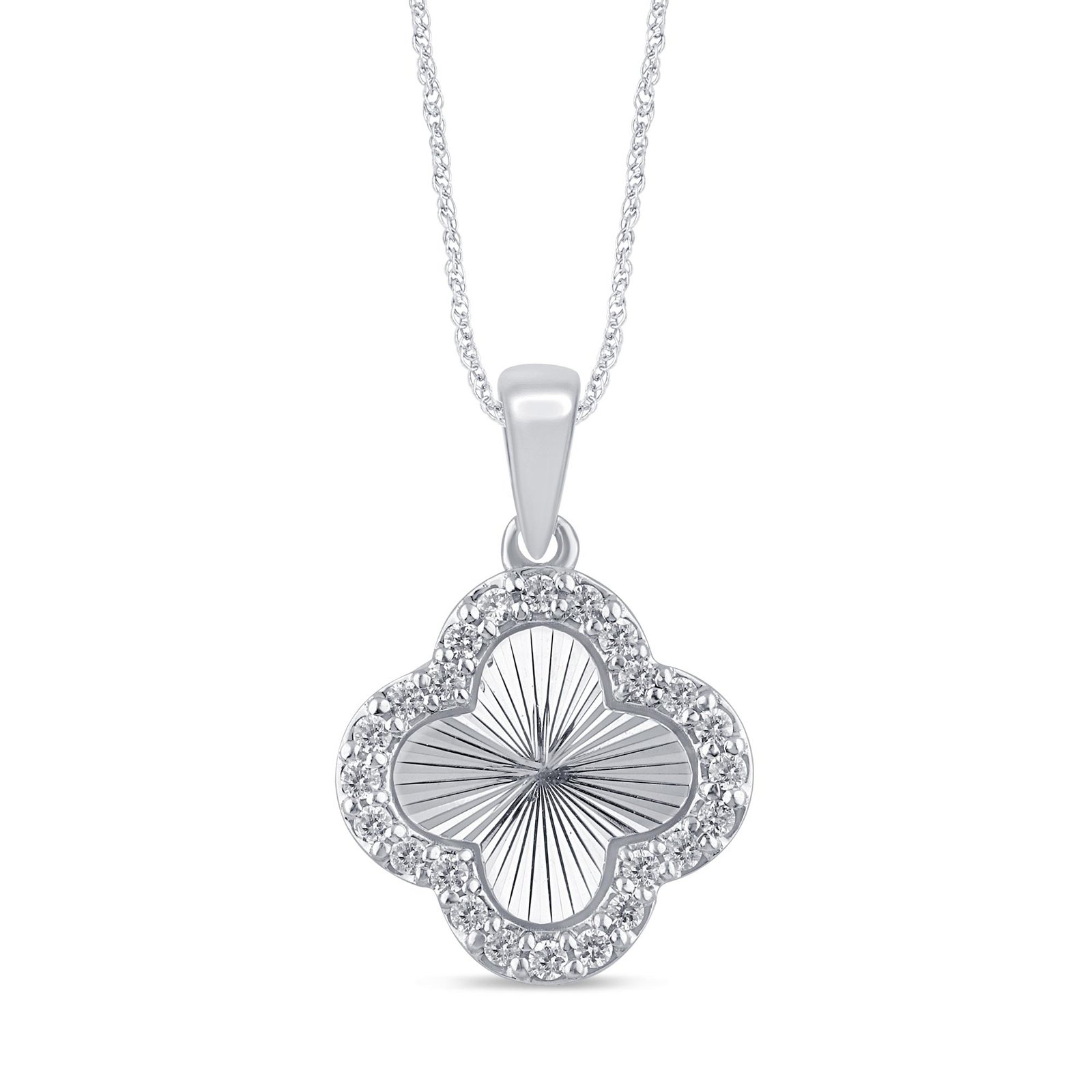 10K 0.15CT D-PENDANT RDS "FOUR LEAF FLOWER" PRONG SETTING