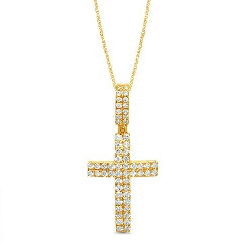 10K 0.98CT D-PENDANT MEN RDS "CROSS" DARK