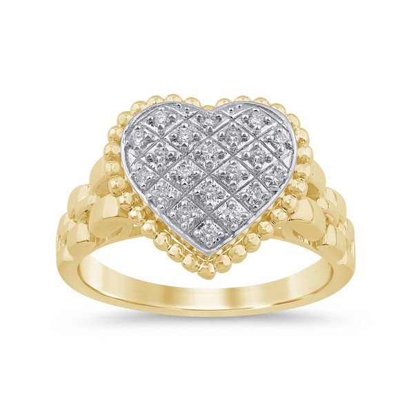 10K 0.15CT D-RING LDS RDS "HEART" PRONG