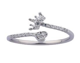 10K 0.13CT D-RING LDS RDS MICRO PRONG "HEART"
