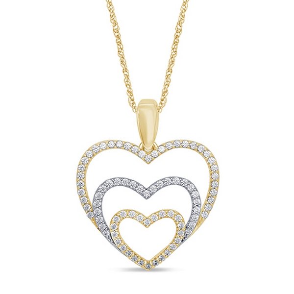 10K 0.33-0.37CT D-PENDANT LDS RDS "TRIPLE HEART SHAPE"