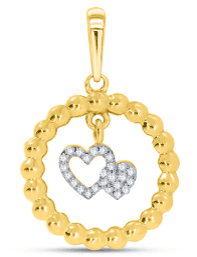 10K 0.06CT D-PENDANT LDS RDS "HEARTS ENCLOSED IN CIRCLE"