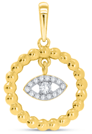 10K 0.12CT D-PENDANT LDS RDS "EYE ENCLOSED IN CIRCLE" BLUE SAPHIRE EYE