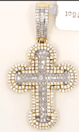 10K 0.93CT D-PENDANT MEN SBAG/BAG/RDS "CROSS"