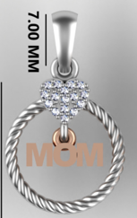 10K 0.04CT D-PENDANT LDS RDS "MOM WITH HEART ENCLOSED IN CIRCLE"