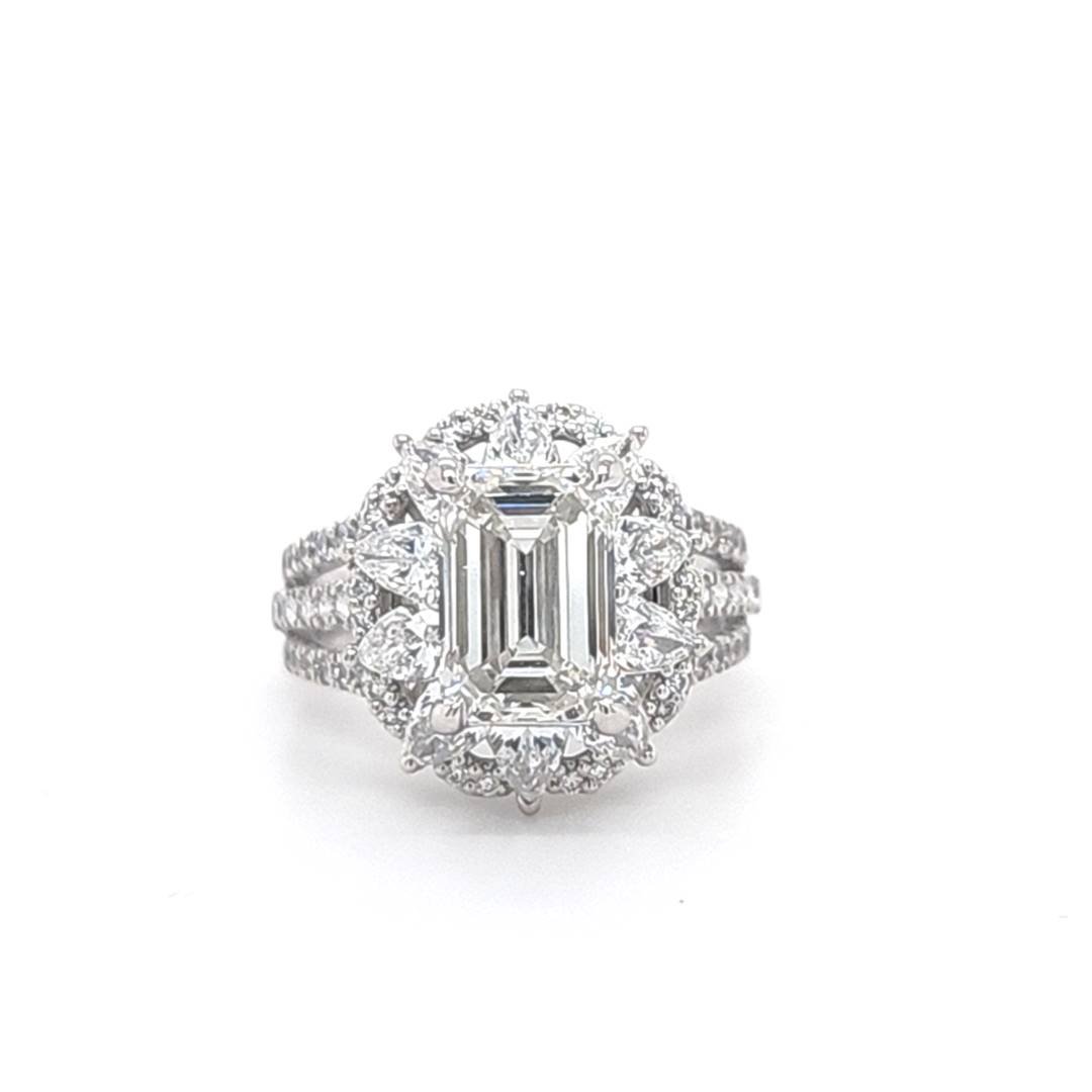 LG - 14K 5.00CT D-RING LDS EME/PER/RDS CERTIFIED EME 3.00