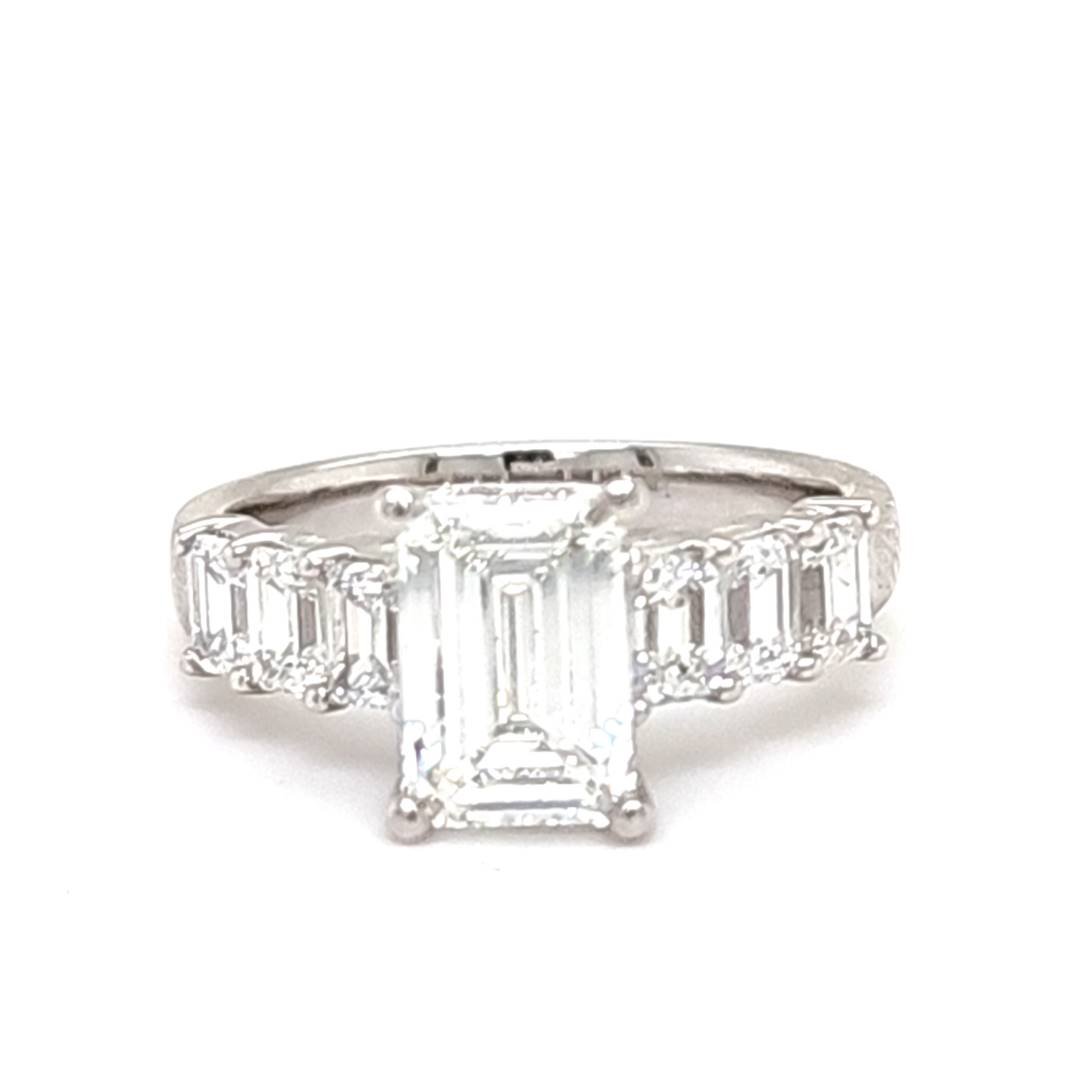 LG - 14K 3.24CT D-RING LDS EME RHODIUM EME 2.03CT