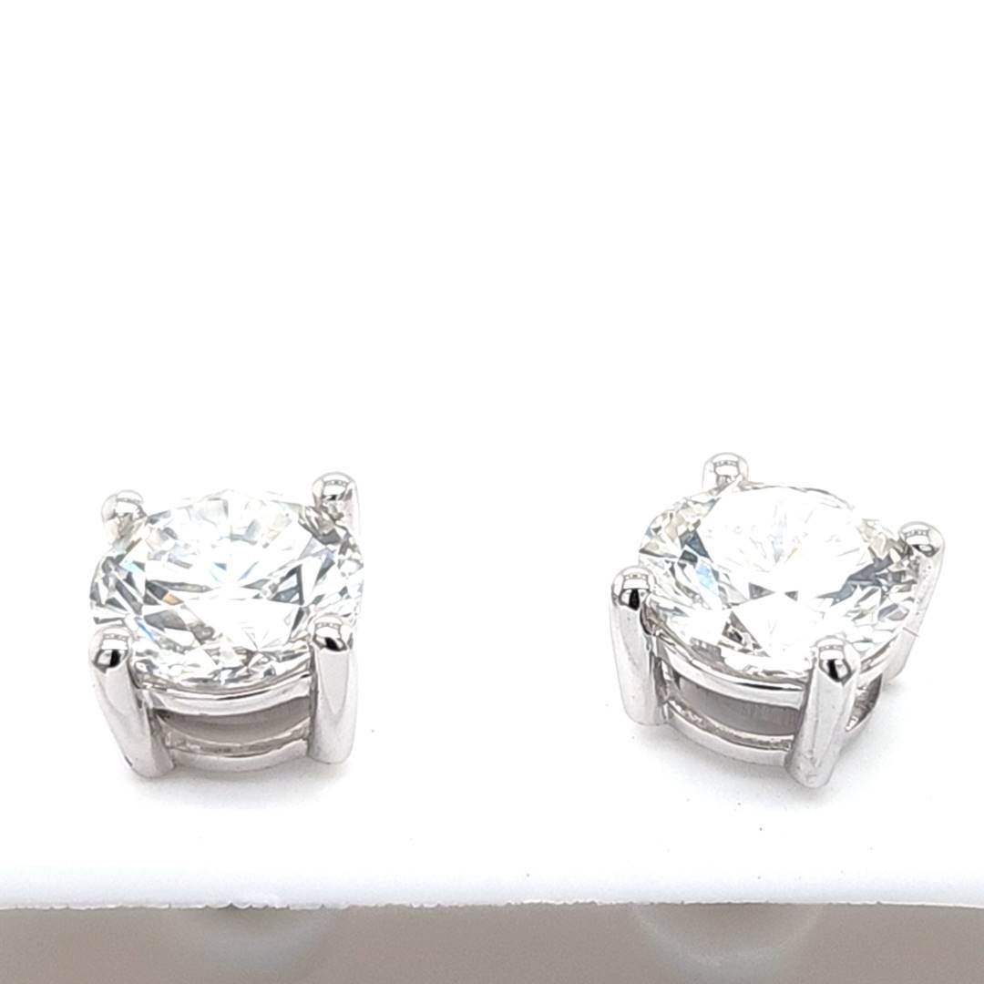 LG - 14K 4.02CT D-EARRING LDS RDS CERTIFIED PRONG SOLITAIRE