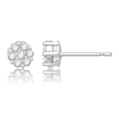 LG - 14K 0.24-0.26CT D-EARRING LDS RDS "FLOWER" CERTIFIED