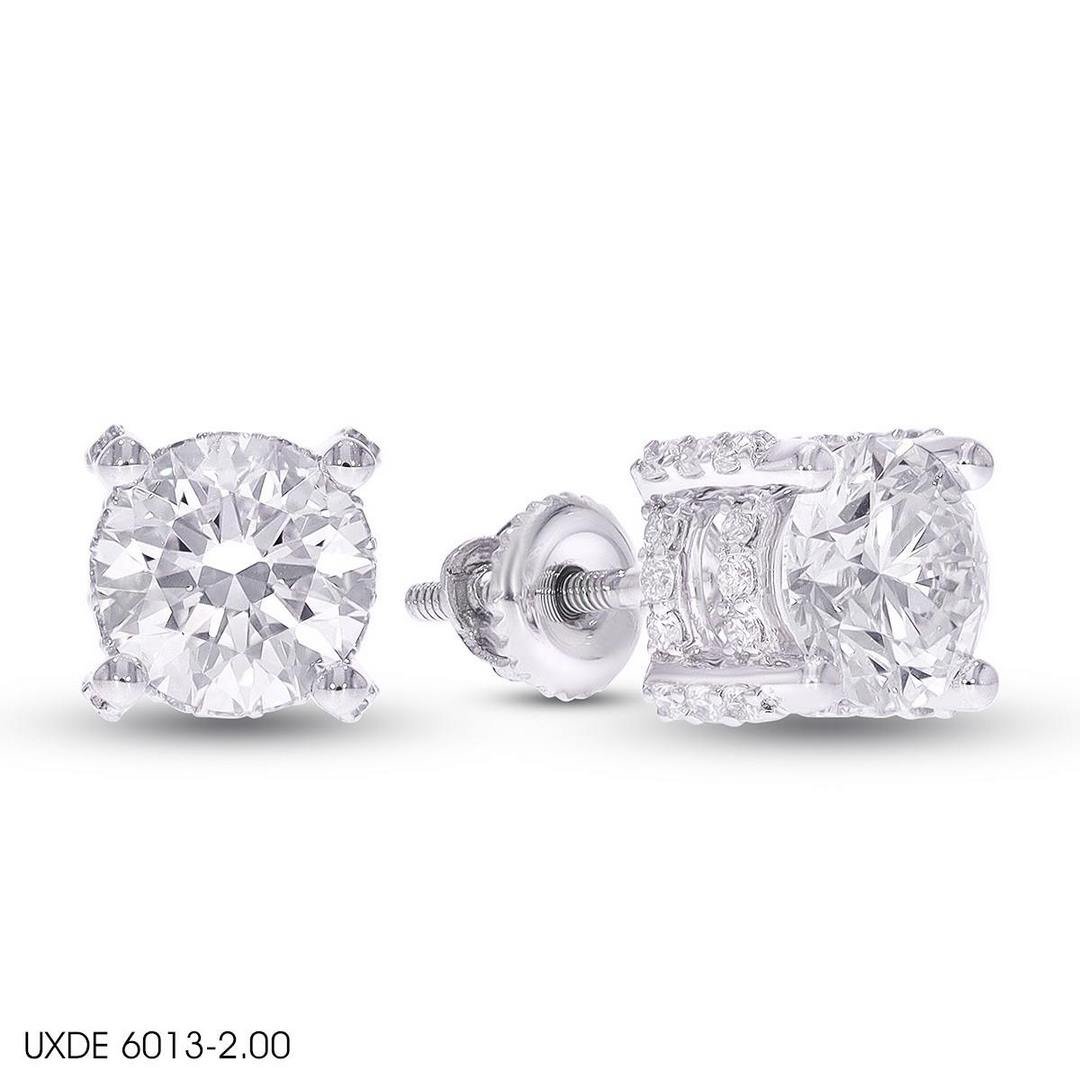 LG - 14K 2.01-2.08CT D-EARRING LDS RDS CERTIFIED WITH RHODIUM