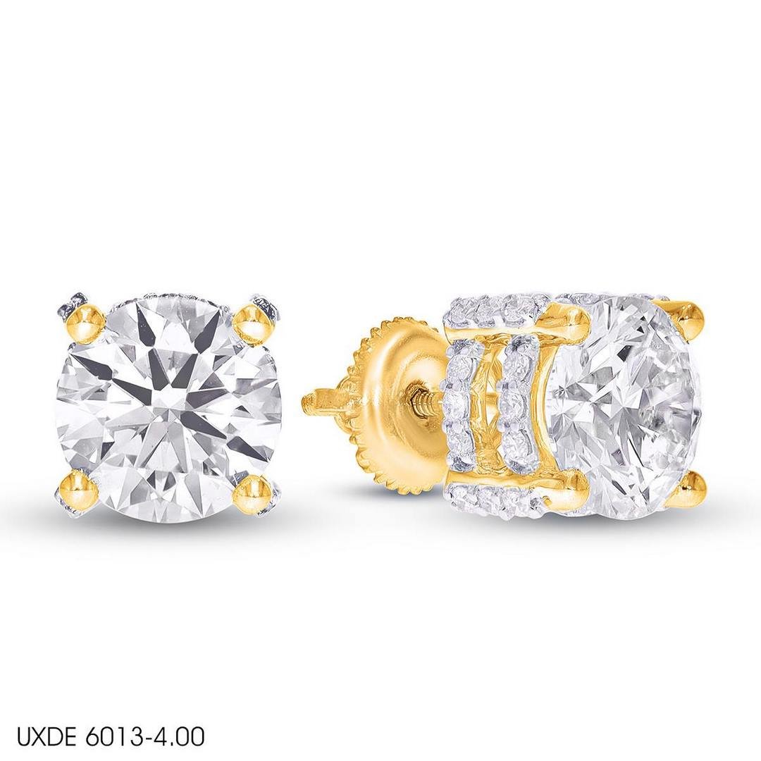 LG - 14K 4.01-4.17CT D-EARRING LDS RDS (NO RHODIUM) CERTIFIED