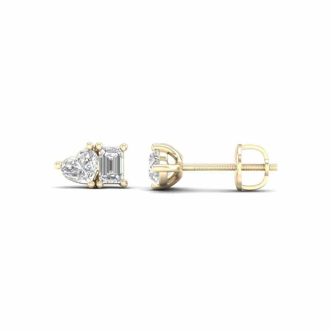 LG - 14K 1.00CT D-EARRING LDS EME/HRT "CERTIFIED"