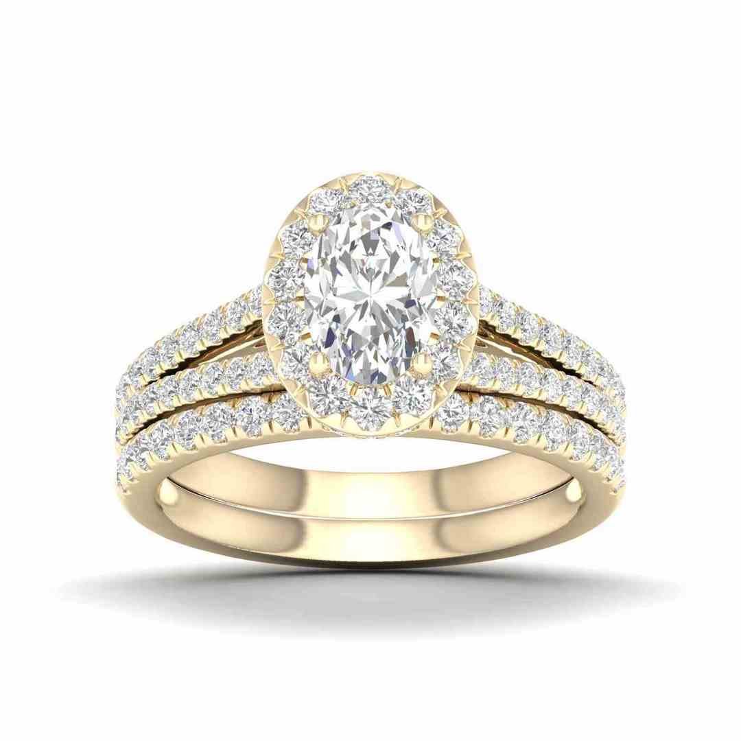 LG - 14K 2.00CT D-BRIDAL SET LDS OVL/RDS "CERTIFIED" CNTR OVL 1.00CT