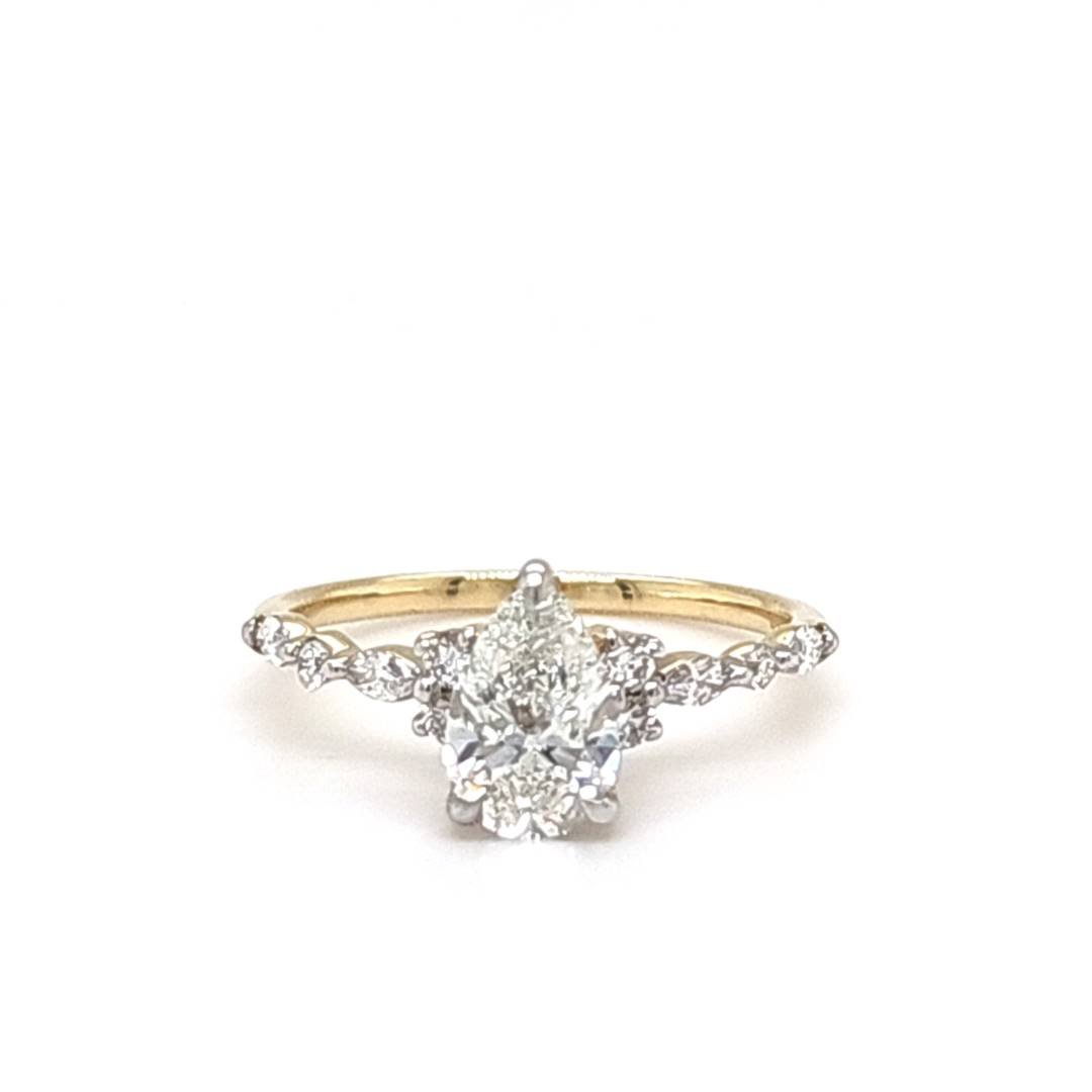 LG - 14K 1.47CT D-RING LDS PER/MARQ/RDS "CERTIFIED" PEAR 1.07CT