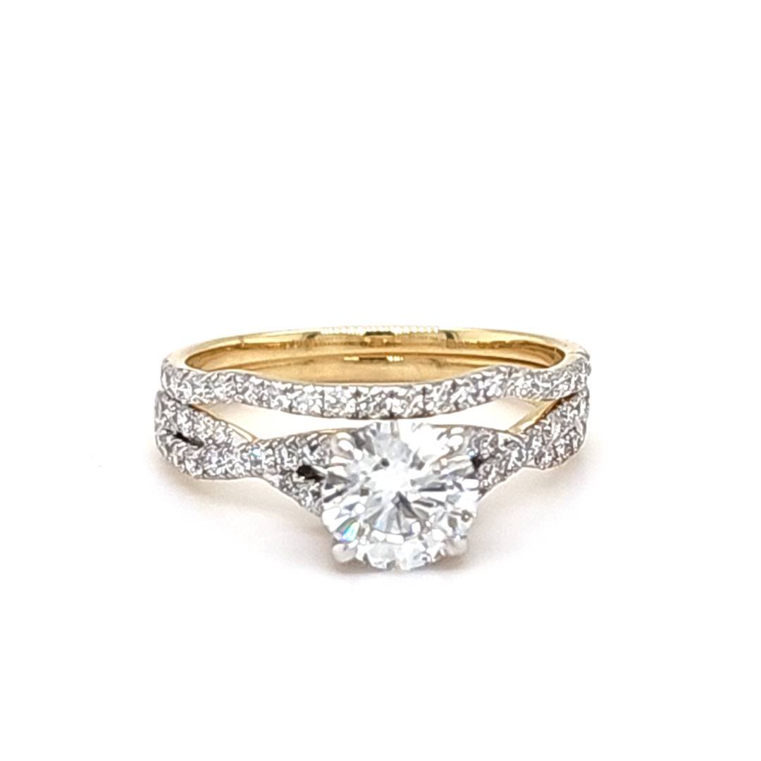 LG - 14K 1.72CT D-BRIDAL SET LDS RDS "CERTIFIED" CNTR 1.03CT