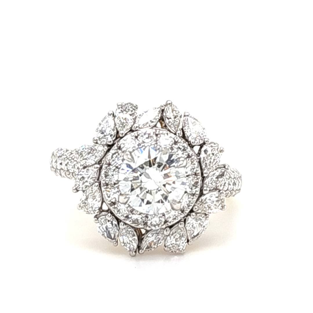 LG - 14K 2.42CT D-RING LDS MARQ/PER/RDS "CERTIFIED" CTR 1.01CT