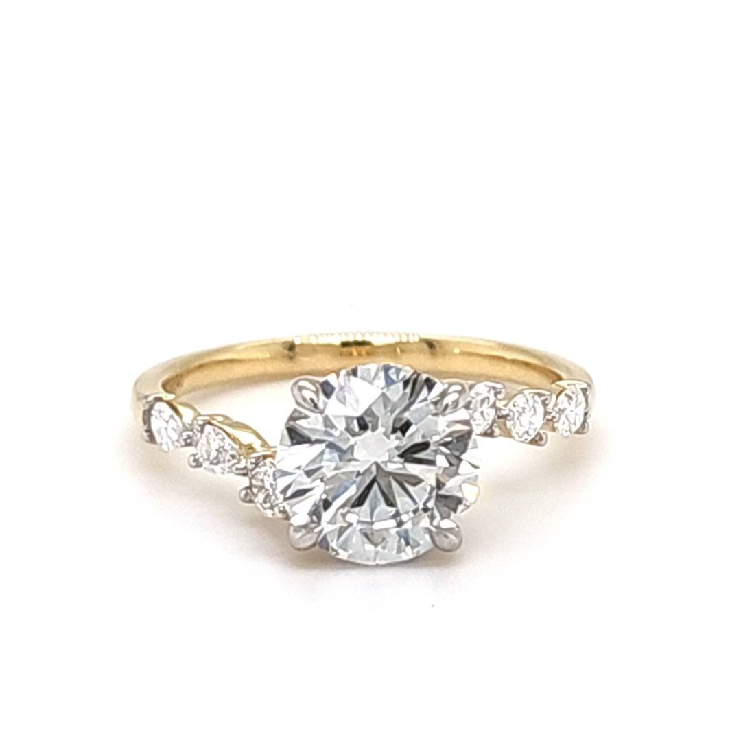 LG - 14K 2.40CT D-RING LDS PER/RDS "CERTIFIED" PRONG CNTR 2.01CT