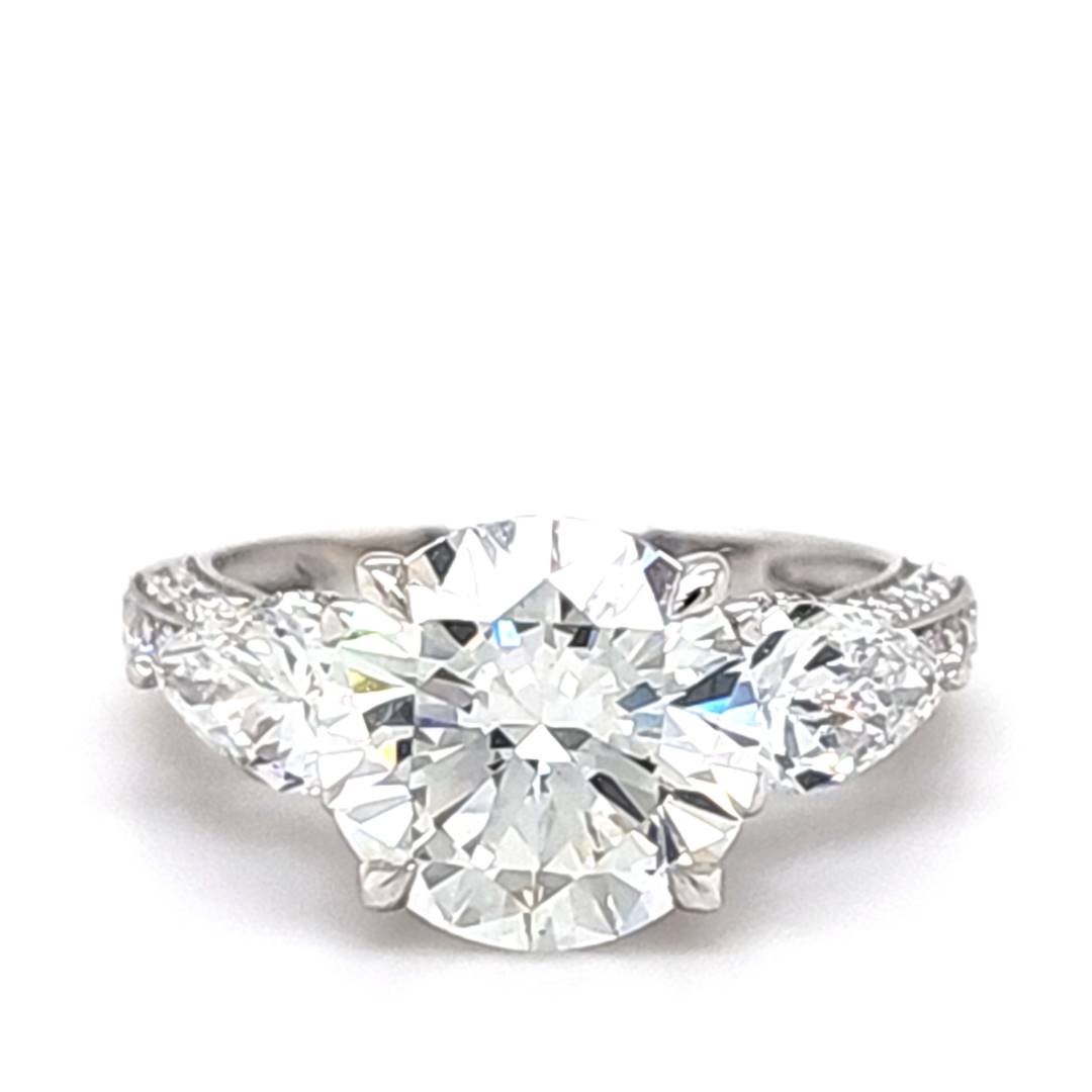 LG - 14K 3.50CT D-RING LDS MARQ/RDS "CERTIFIED" CNTR 3.02CT PRONG