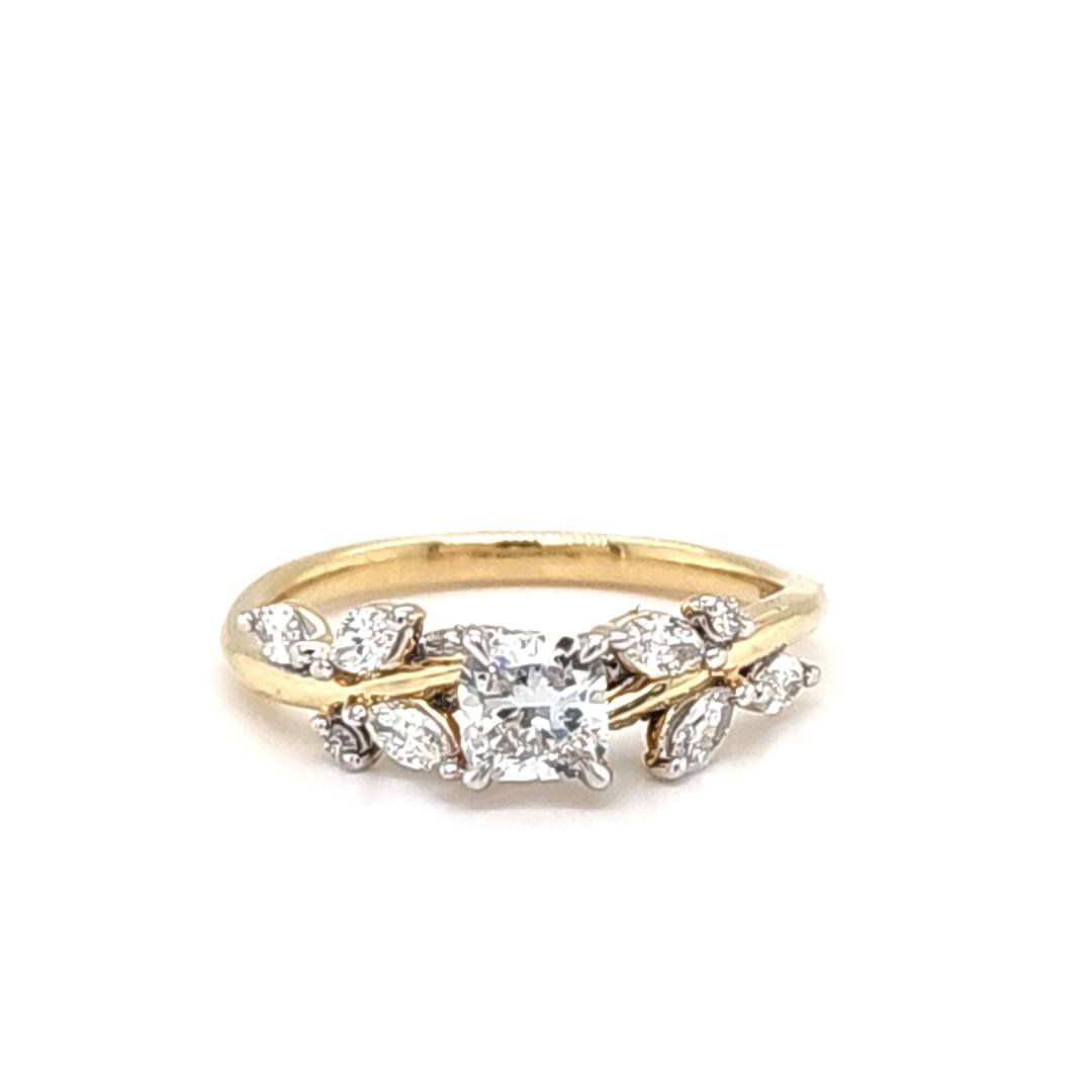 LG - 14K 0.95CT D-RING LDS CUSC/MARQ/RDS "CERTIFIED" CUSHION 0.54CT