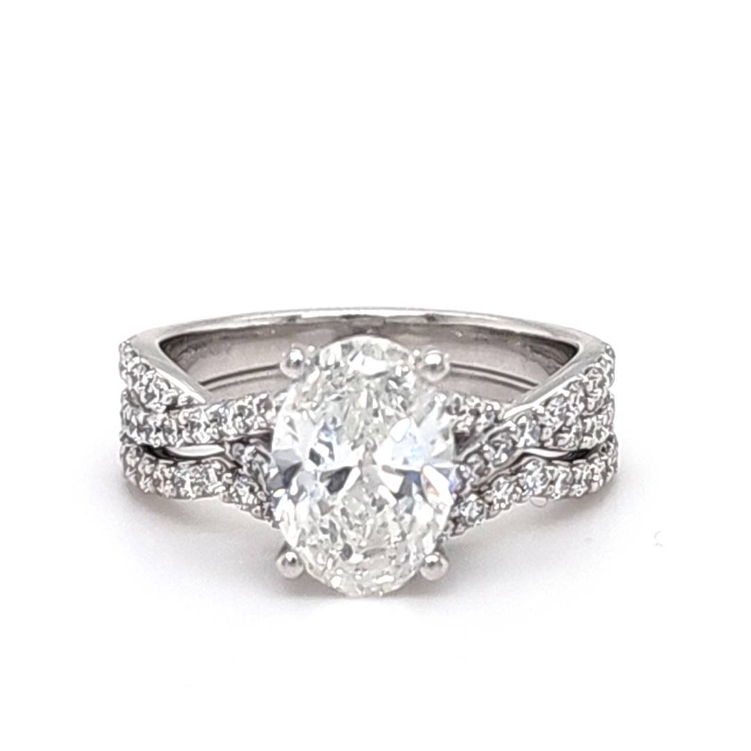 LG - 14K 2.75CT D-BRIDAL SET LDS OVL/RDS "CERTIFIED" OVL 2.00CT