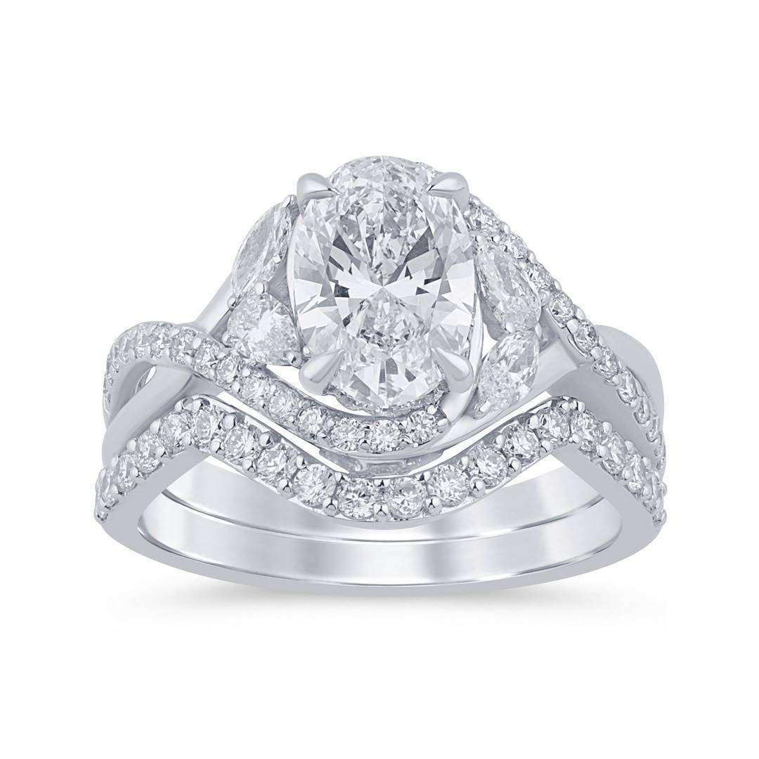 LG - 14K 2.56CT D-BRIDAL SET LDS OVL/DS/PER/MARQ OVL 1.51CT "CERTIFIED"