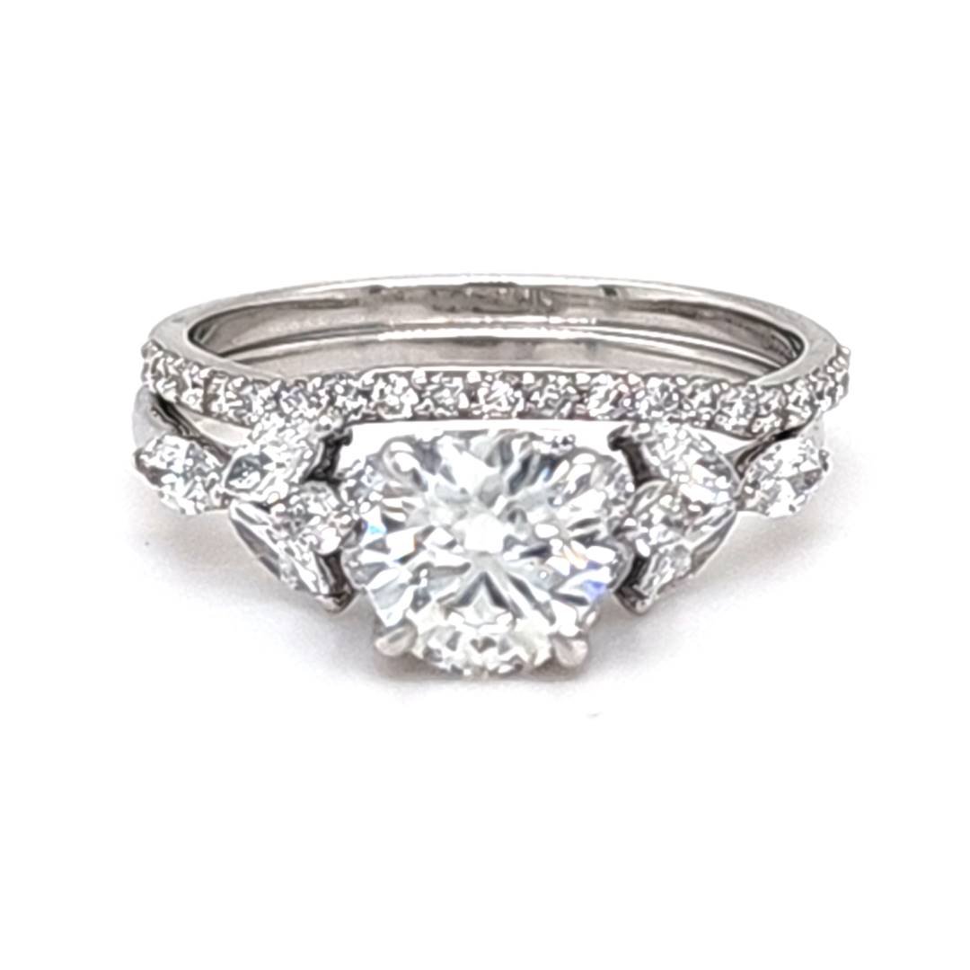 LG - 14K 1.84CT D-BRIDAL SET LDS MARQ/RDS "CERTIFIED" CNTR 1.00CT