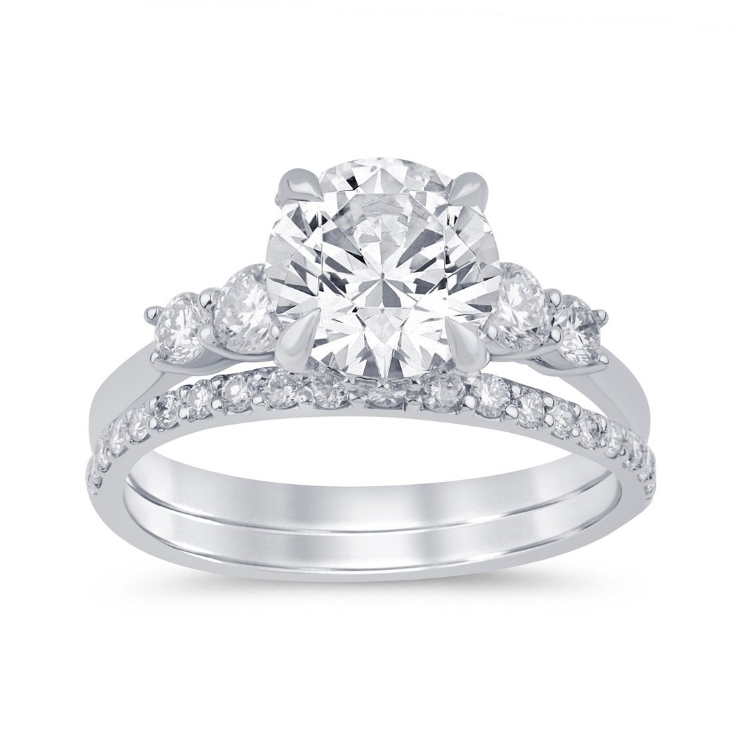 LG - 14K 2.78CT D-BRIDAL SET LDS RDS "CERTIFIED" CNTR 2.01CT
