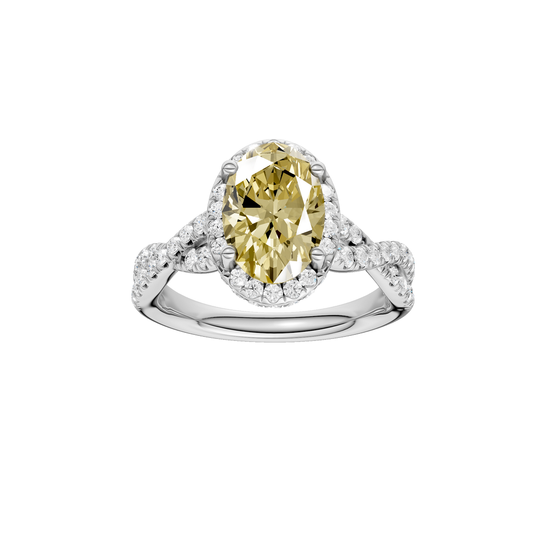 LG - 14K 2.57CT D-RING LDS OVL/RDS CNTR YELLOW 2.06 "CERTIFIED"