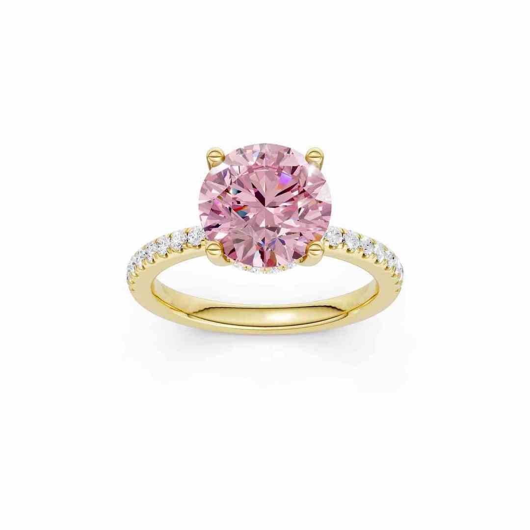 LG - 14K 3.38CT D-RING LDS RDS CNTR PINK 3.06CT "CERTIFIED"