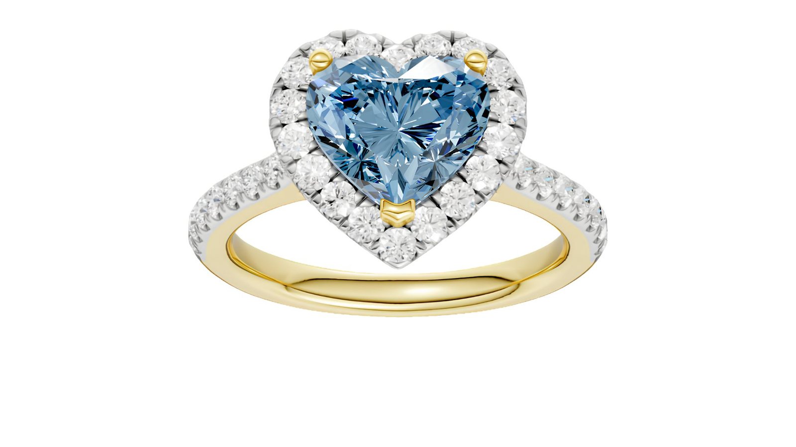 LG - 14K 2.28CT D-RING LDS HRT/RDS CNTR BLUE HEART 1.78CT "CERTIFIED"