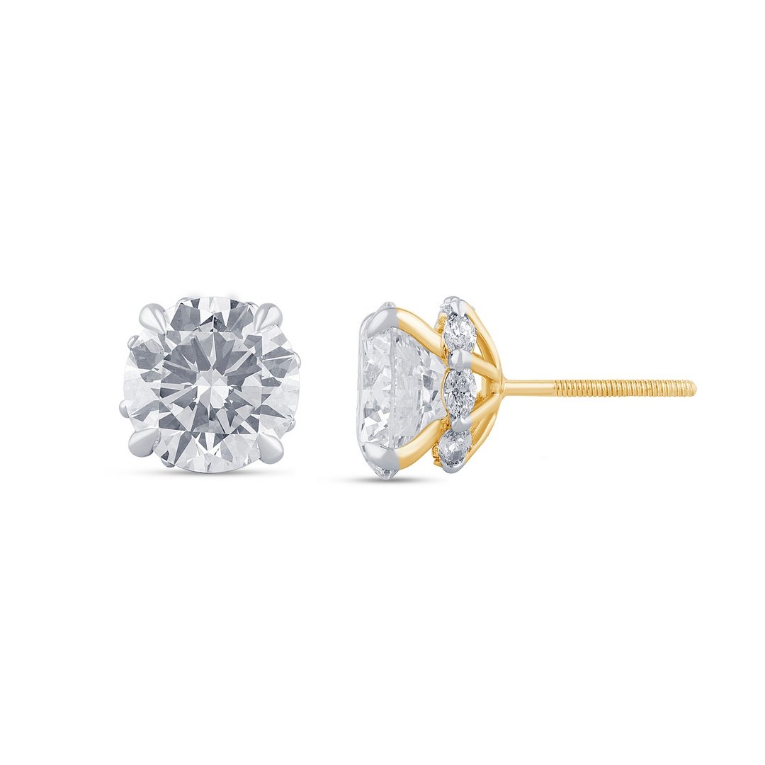 LG - 14K 5.51CT D-EARRING LDS MARQ/RDS "CERTIFIED" 2 STONE 5.00CT