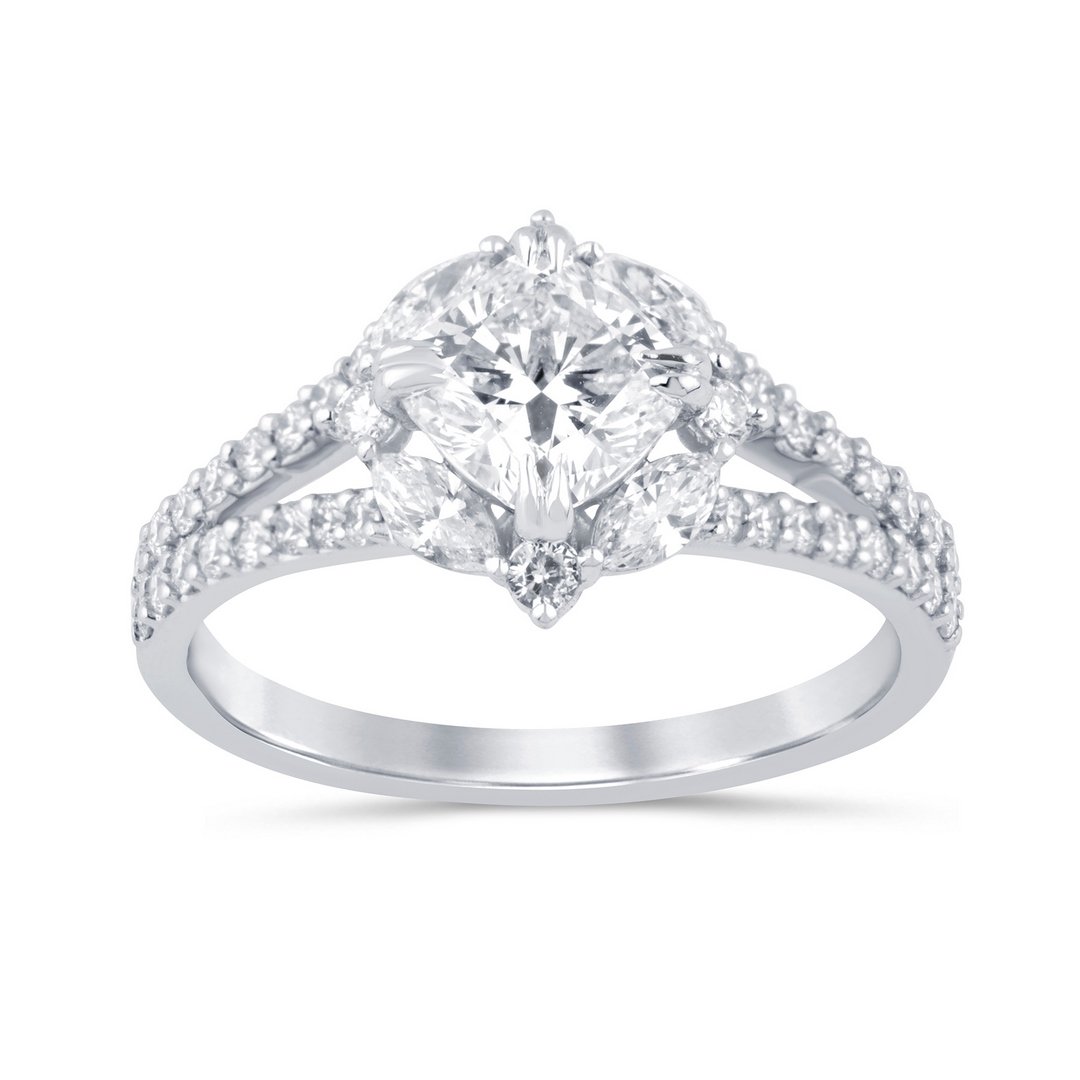 LG - 14K 1.71CT D-RING LDS CUSC/MARQ/RDS "CERTIFIED" CUSHION 1.00CT