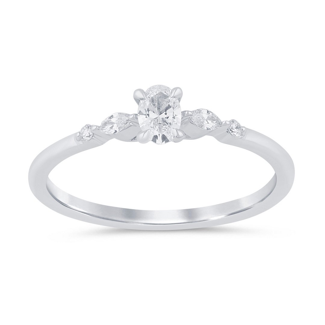 LG - 14K 0.28CT D-RING LDS PER/MARQ/RDS "CERTIFIED" PRONG SETTING OVL 0.19CT