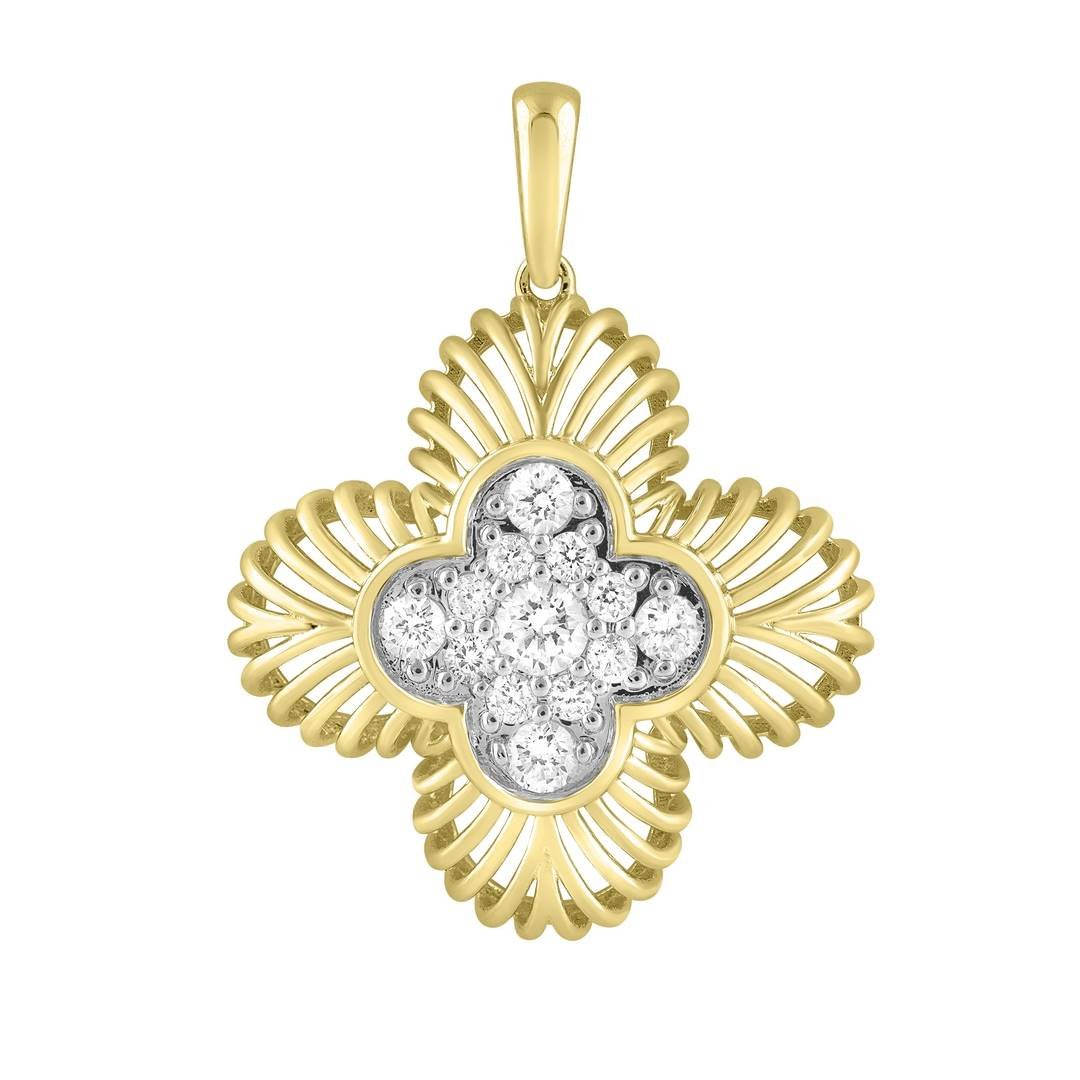 10K 0.27CT D-PENDANT LDS RDS "FOUR LEAF FLOWER"
