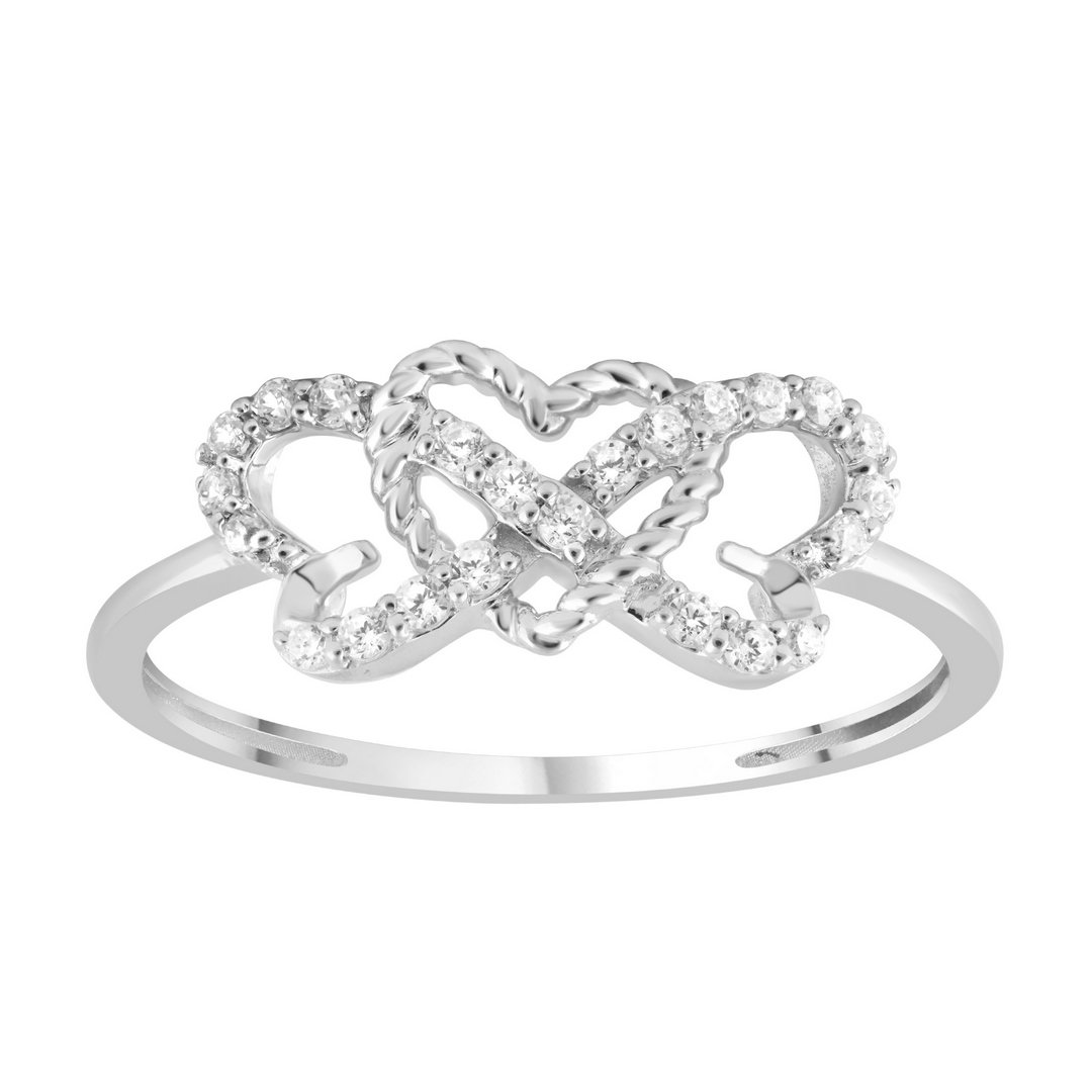10K 0.15CT D-RING LDS RDS "THREE JOINED HEARTS"
