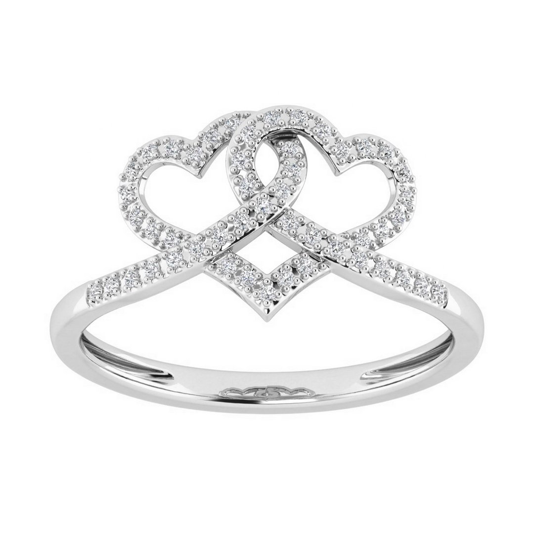 10K 0.15CT D-RING LDS RDS "JOINED HEARTS" PRONG