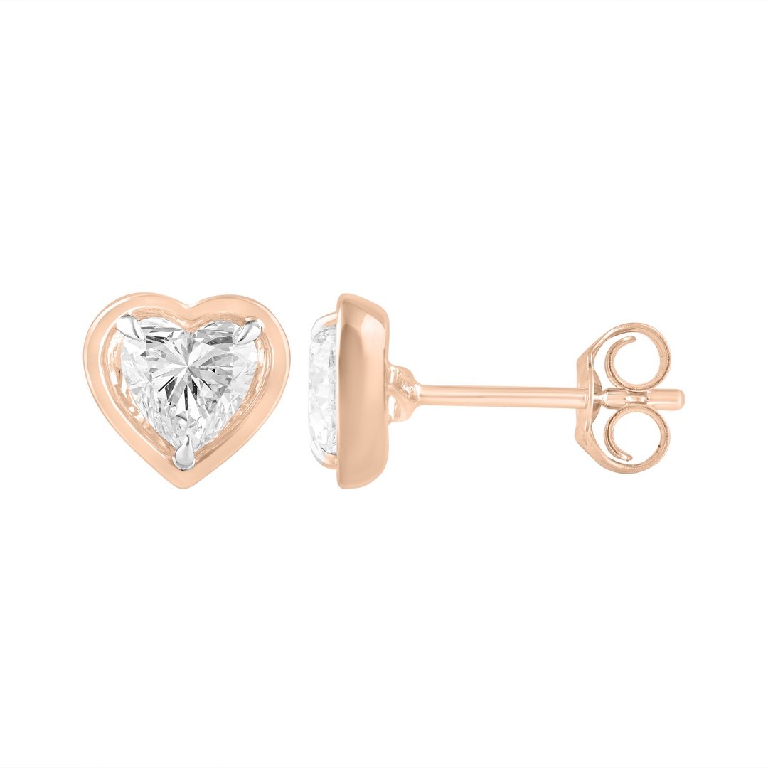 LG - 14K 1.16CT D-EARRING LDS HRT "CERTIFIED" HEART