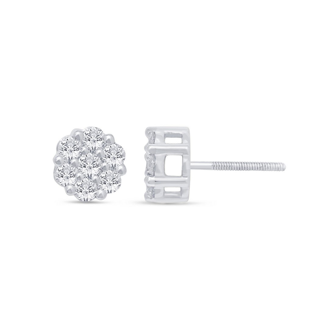 LG - 10K 0.33CT D-EARRING LDS RDS "FLOWER" PRONG SETTING CERTIFIED