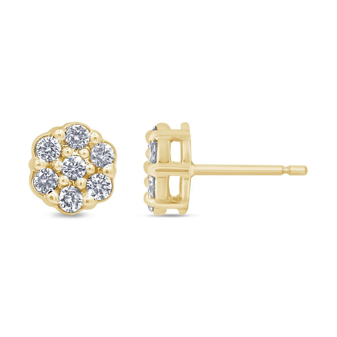 LG - 10K 0.55CT D-EARRING LDS RDS "FLOWER" PRONG SETTING CERTIFIED