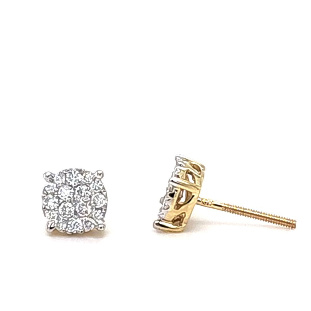 LG - 10K 0.74-0.75CT D-EARRING LDS RDS "SUPER FLOWER" MICRO PRONG