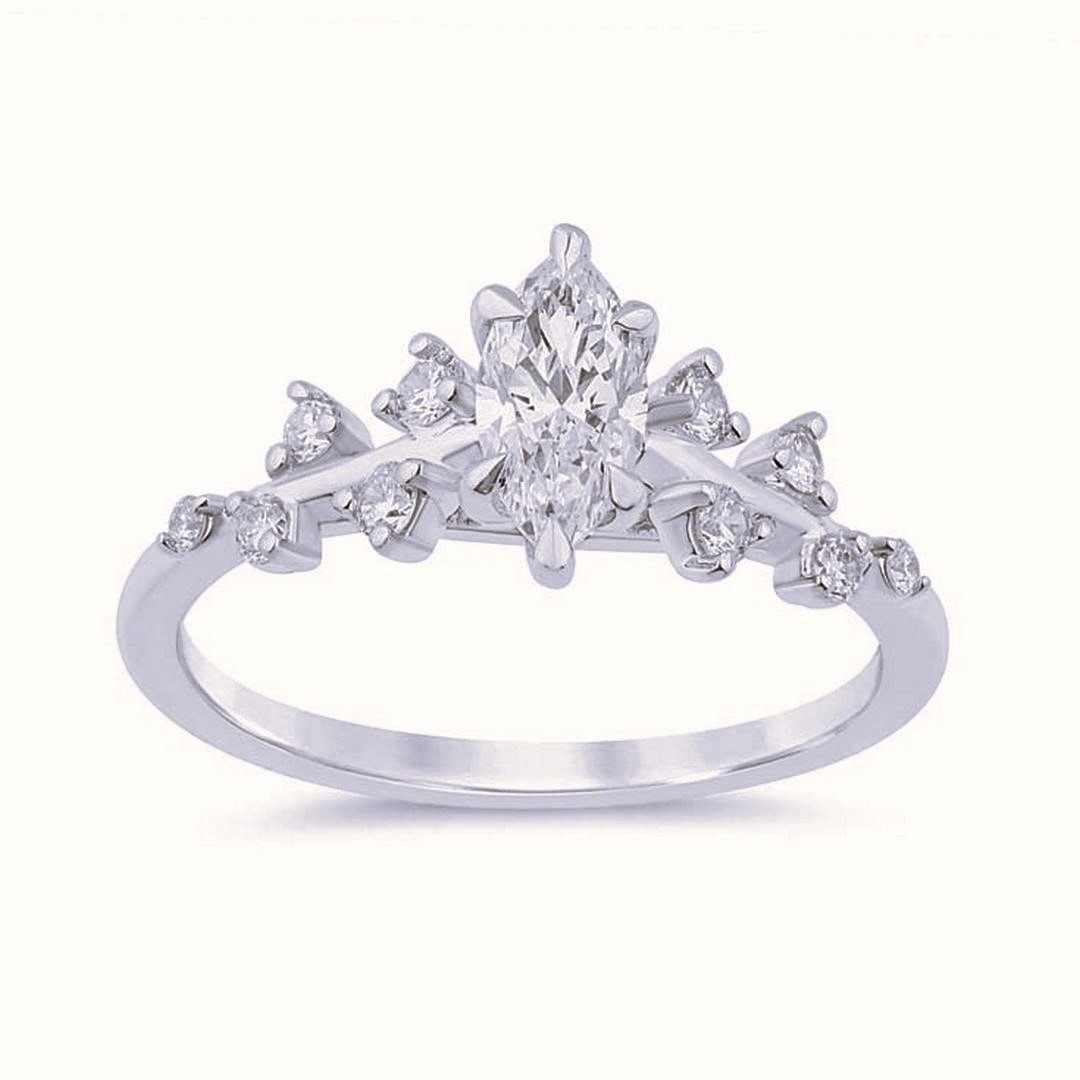 LG - 14K 0.77CT D-RING LDS MARQ/RDS "CERTIFIED" MARQ CNTR 0.53CT