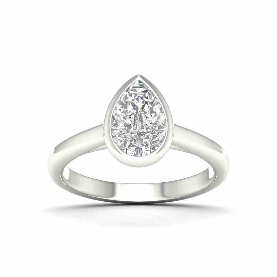 LG - 14K 1.00CT D-RING LDS PEAR CERTIFIED