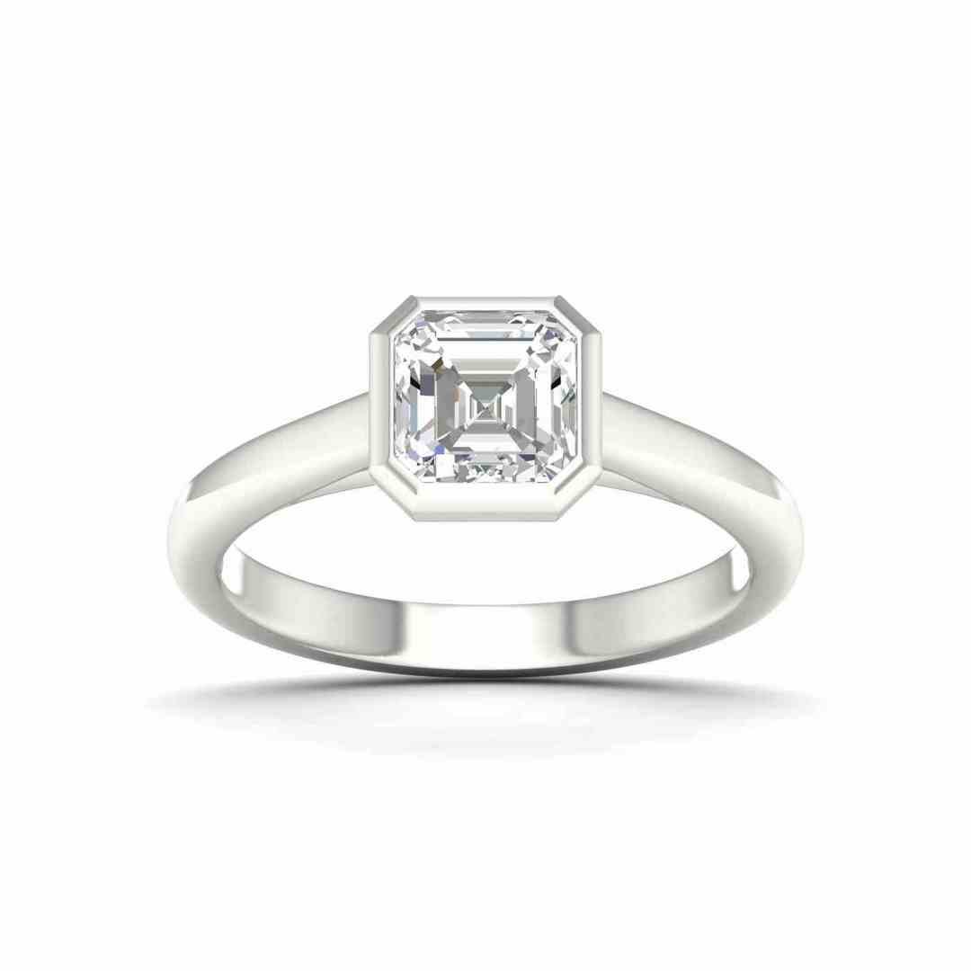 LG - 14K 0.98CT D-RING LDS ASSCHER CERTIFIED