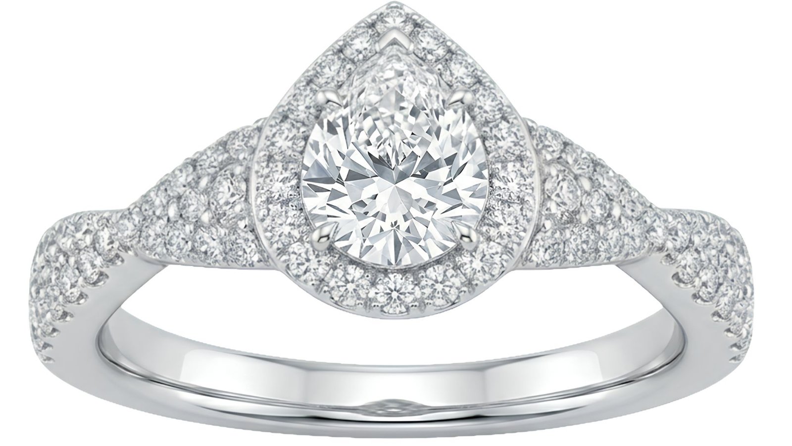LG - 14K 1.29CT D-RING LDS PER/RDS "CERTIFIED" PEAR 0.70CT